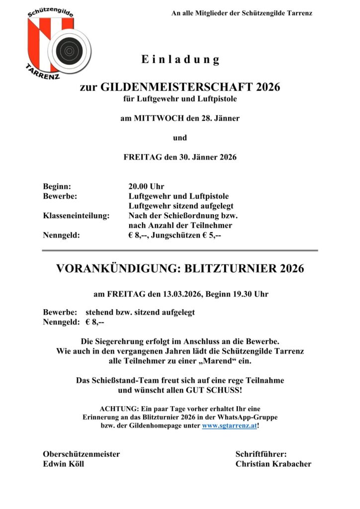 Einladung Gildenmeisterschaft 2026 1 Einladung Gildenmeisterschaft und Blitzturnier 2026 1